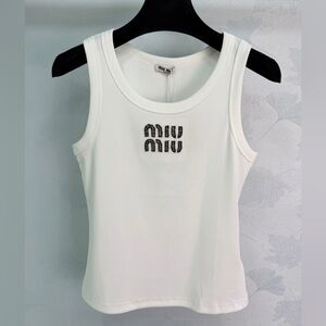 Miu Miu Cream Tank Top with Logo